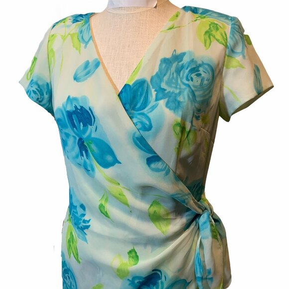 Lilly Pulitzer Blue Green Floral  Wrap Maxi Dress Size 2 New - Picture 3 of 11